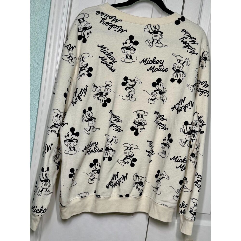Disney Women's Mickey Mouse Crewneck Sweatshirt 2X Cream/Black - Picture 5 of 7